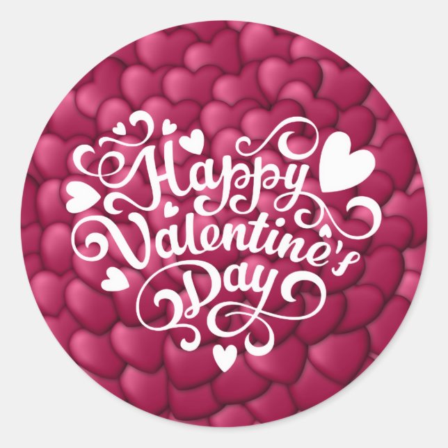 Sticker Rond Motif rouge texture 3D Cœurs-23803 (Devant)