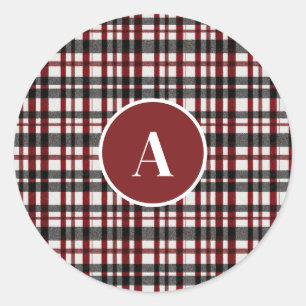 Sticker Rond Motif rustique blanc et rouge