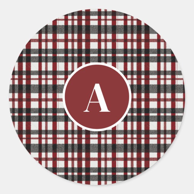 Sticker Rond Motif rustique blanc et rouge (Devant)