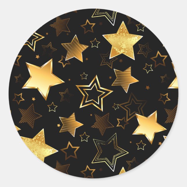 Sticker Rond Motif sans couture avec étoiles d'or (Devant)