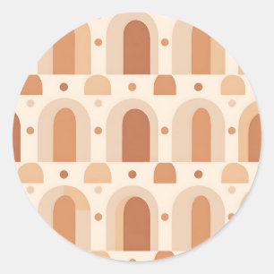 Sticker Rond Motif sans couture d'arche en terre cuite Boho