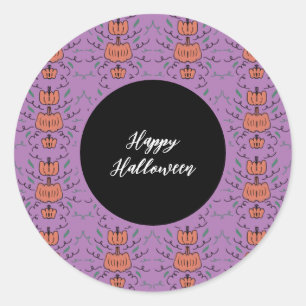 Sticker Rond Motif sans couture de citrouille Joyeux Halloween 