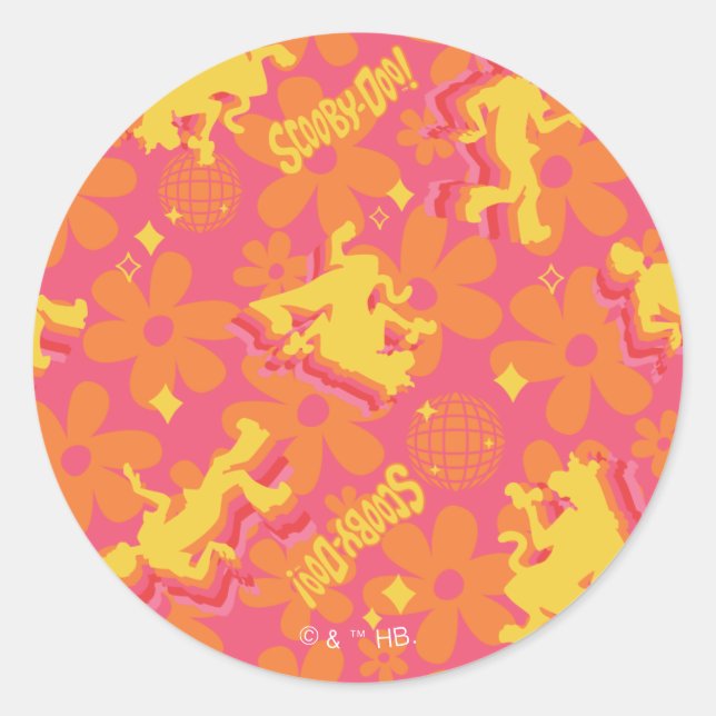 Sticker Rond Motif Scooby-Doo Disco super (Devant)