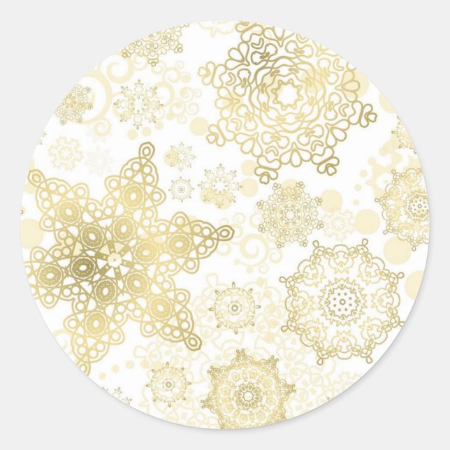Sticker Rond Motif Snowflake (Devant)