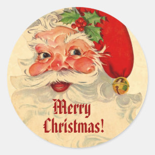 Sticker Rond Motif souriant Vintage Père Noël CH02 Personnali