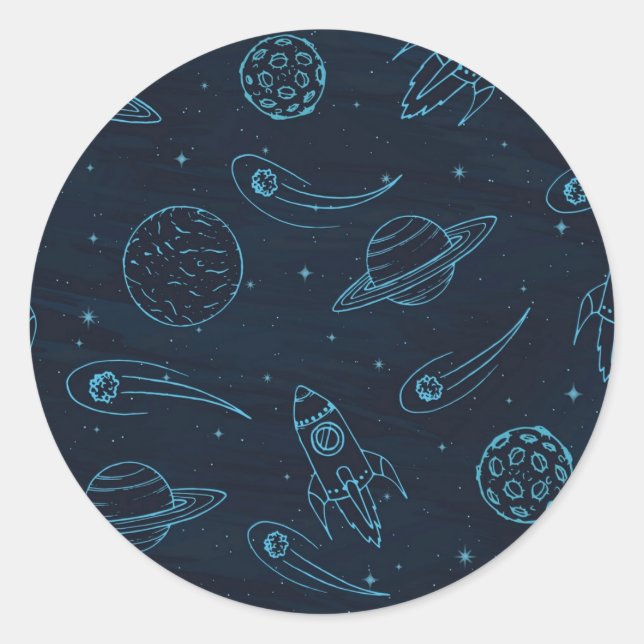 Sticker Rond Motif spatial (Devant)