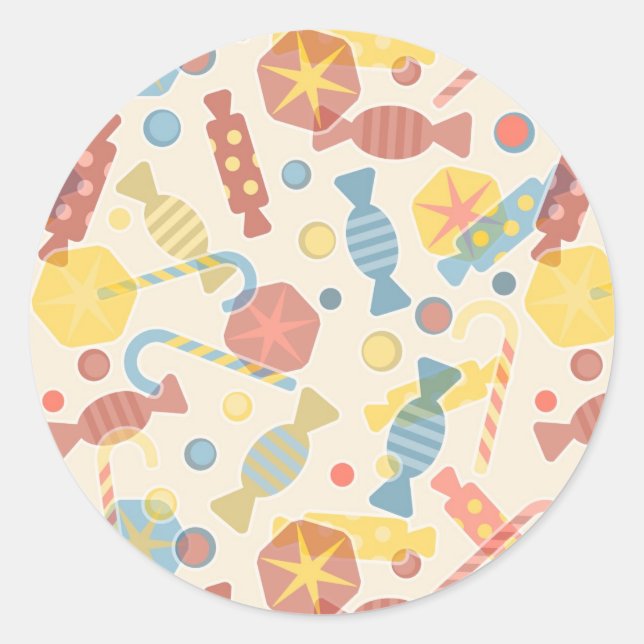 Sticker Rond Motif Sucres Et Bonbons (Devant)