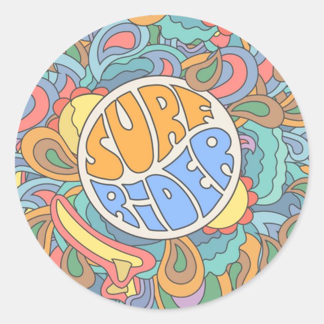 Sticker Rond Motif surf Rider (Devant)