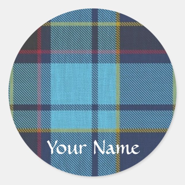 Sticker Rond Motif tartan bleu U.S.A.F (Devant)