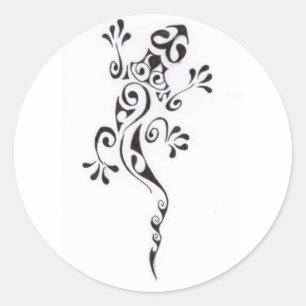 Sticker Rond Motif-tatouage-lezard-polyn-sien
