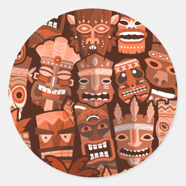 STICKER ROND MOTIF TIKI 2 (Devant)