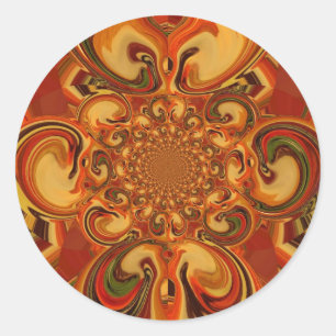 Sticker Rond Motif tourbillonnant : Tons d'orange, Brown et ver