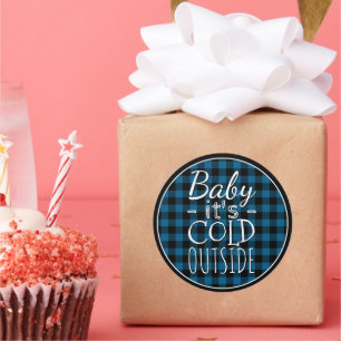 Sticker Rond Motif traditionnel bleu noir pays chèque plaqué