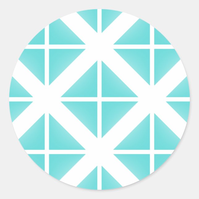 Sticker Rond Motif Triangle tendance Turquoise (Devant)
