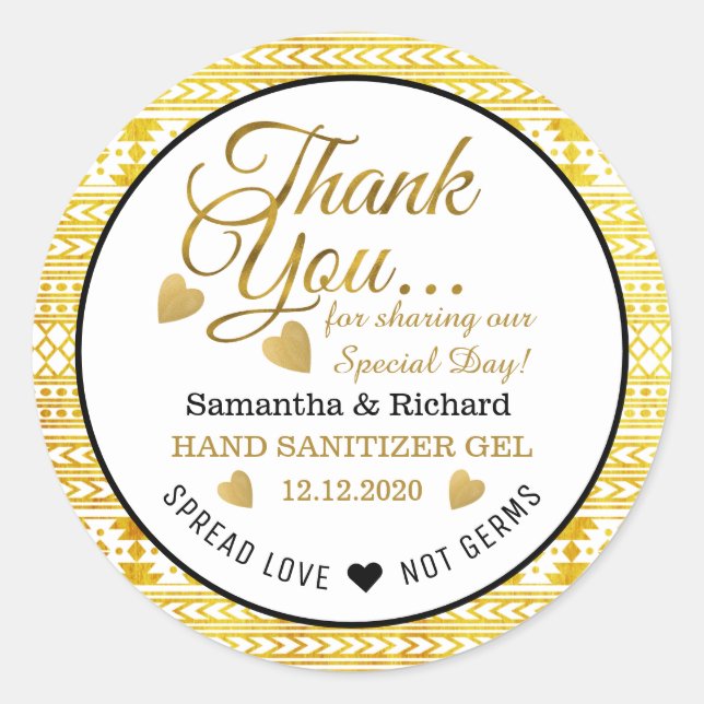 Sticker Rond  Motif Tribal Aztèque Or Épandre Amour Merci  (Devant)