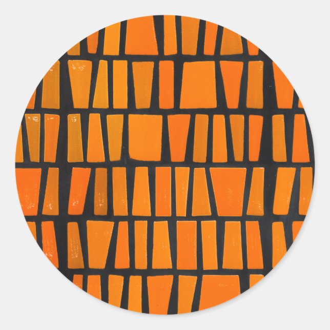 Sticker Rond Motif tribal d'Afrique orange et noire (Devant)