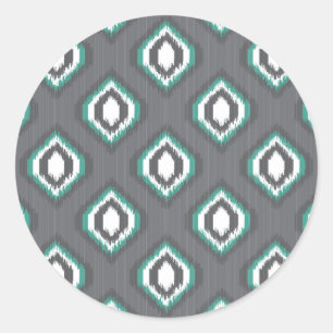 Sticker Rond Motif tribal de rétro ikat géométrique