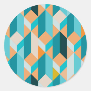 Sticker Rond Motif turquoise Et Orange