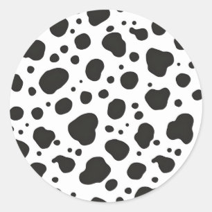 Sticker Rond Motif Vache Noir Blanc