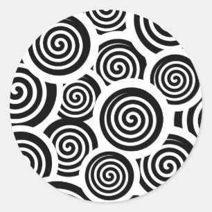 Sticker Rond Motif vectoriel spirale noire et blanche