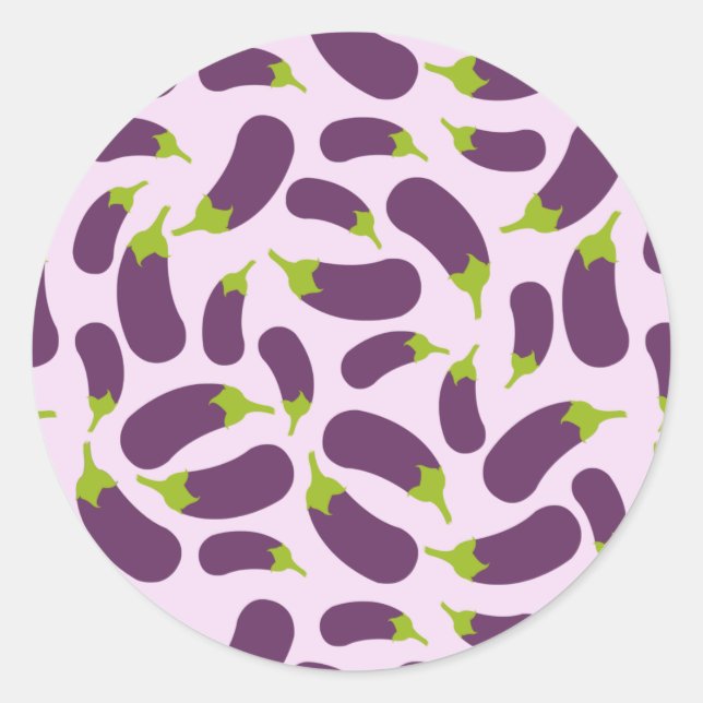 Sticker Rond Motif végétal d'aubergine violet végétal Conceptio (Devant)