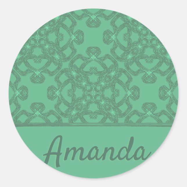 Sticker Rond Motif vert menthe personnalisé (Devant)