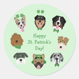 Sticker Rond Motif visage de chien st patrick