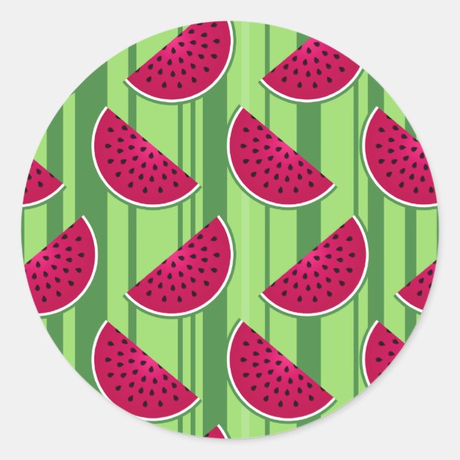 Sticker Rond Motif Watermelon Wedges (Devant)
