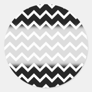 Sticker Rond Motif Zag noir et blanc.