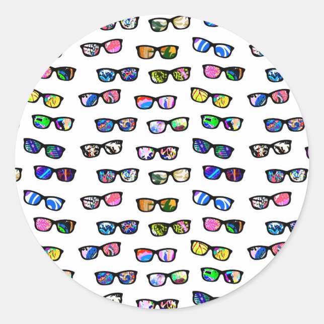Sticker Rond Motifs de lunettes colorés mignons (Devant)