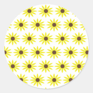 Sticker Rond Motifs de tournesol floral fleurs jaunes dorées