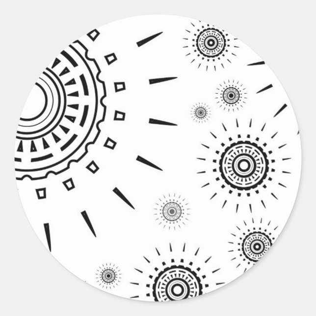 Sticker Rond Motifs d'éclats noirs sur fond blanc (Devant)