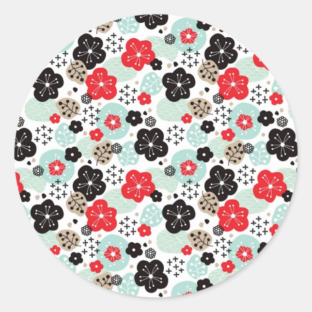 Sticker Rond Motifs japonais mignons design (Devant)