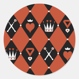 Sticker Rond Motifs royaux de la Reine de Cœur