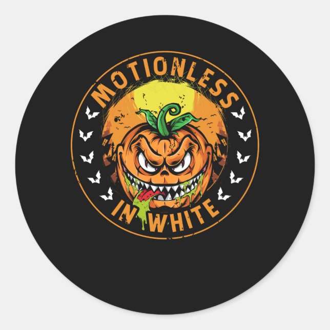 Sticker Rond Motionlesses En Citrouille Blanc Jack-o'-lantern (Devant)