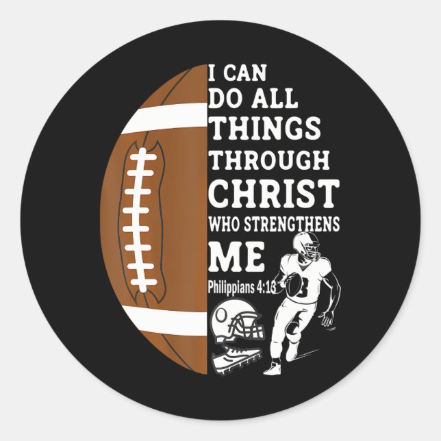Sticker Rond Motivation Bible Verse Cadeaux Chrétiens Football (Devant)