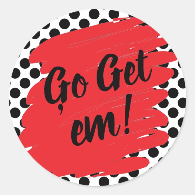 Sticker Rond Motivation Branchée Rouge avec Points Noirs (Devant)