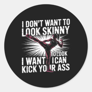 Sticker Rond Motivation de fitness pour femmes fortes en kickbo
