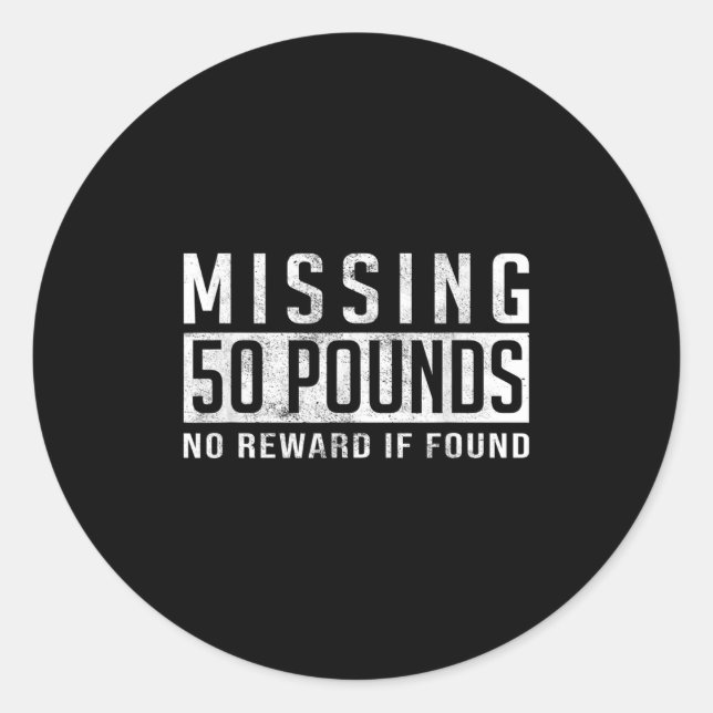 Sticker Rond Motivation de perte de poids de 50 livres manquant (Devant)
