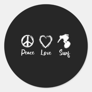 Sticker Rond Motivation de surfeur Surf - Paix Amour Surf 