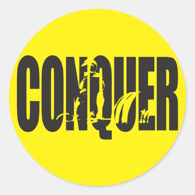 Sticker Rond Motivation du soulèvement du poids - CONQUER (Devant)