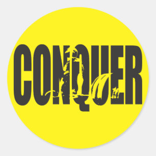 Sticker Rond Motivation du soulèvement du poids - CONQUER