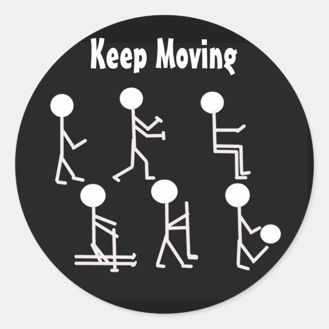 Sticker Rond Motivation fitness - Continuer à bouger (Devant)