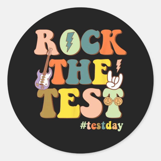 Sticker Rond Motivation L'Étudiant Enseignant Rock Le Test Test (Devant)
