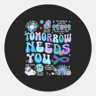 Sticker Rond Motivation Ruban Prix de prévention du suicide Fem