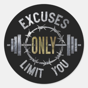Sticker Rond Motivation sans excuses pour la salle de sport et