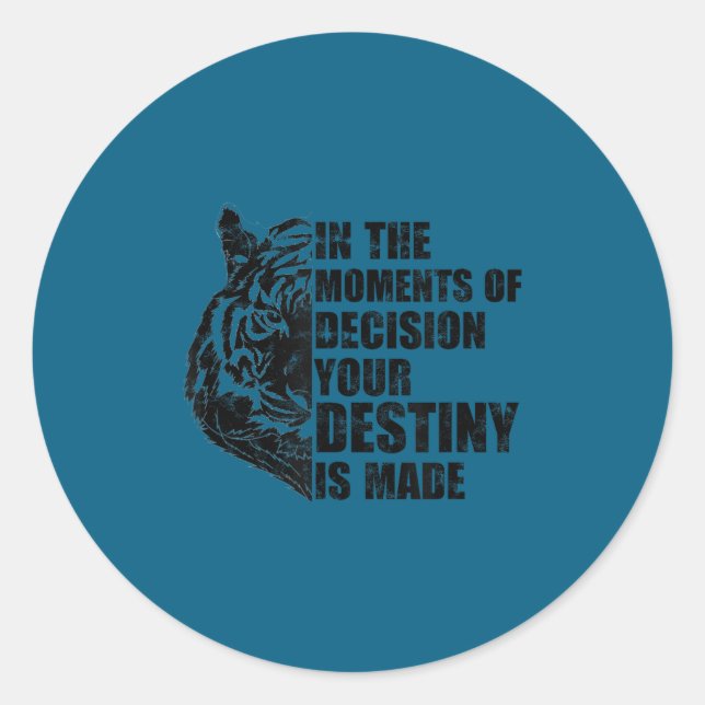 Sticker Rond Motivation Success Mindset Quote With Tiger - Moti (Devant)