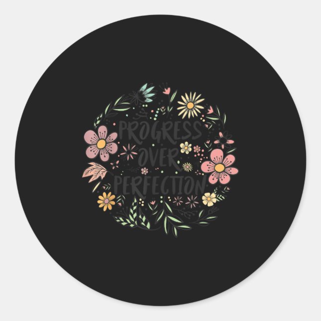 Sticker Rond Motivational Progress Over Perfection Back To Scho (Devant)