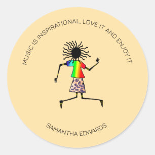 Sticker Rond Motivationnel, Art Africain Magnifique Danseur Heu