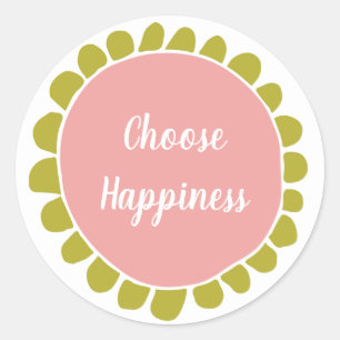 Sticker Rond Motivationnel Choisir le bonheur mignon